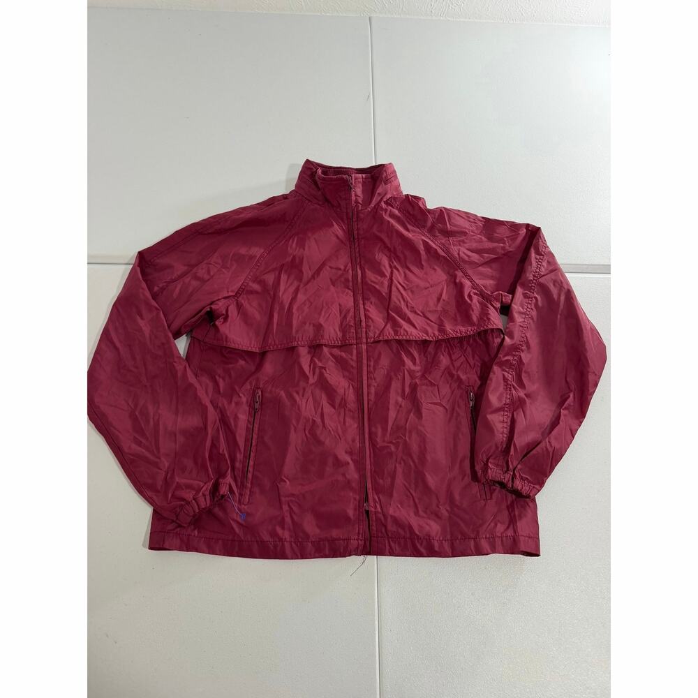 Vintage 90s Eddie Bauer Windbreaker Jacket Men's Medium Burgundy Nylon Full Zip